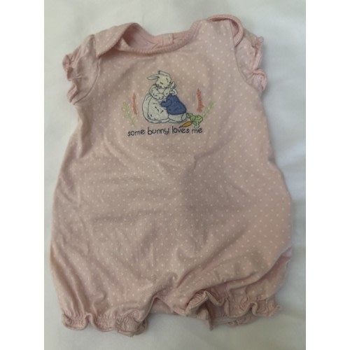 Gymboree Girls Peter Rabbit 6-12 Months Romper Outfit Pink Polka Dot