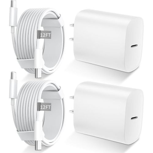 Phone 17 16 15 Charger Fast Charging Type C Chargers USB C Fast Charger Block & Phones 17 Charger Cord 12FT Long USB C Charging Cable for i.Phone 17/17 Pro/17 Pro Max/Air/Phone 16 15 Pro Max,White