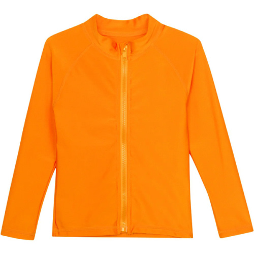 Kids UPF 50+ Long Sleeve Zipper Rash Guard Swim Shirt | "Orange"