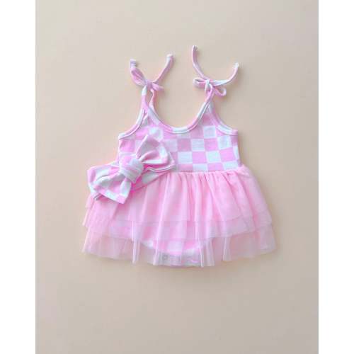 Tutu Romper | Checkered Pink