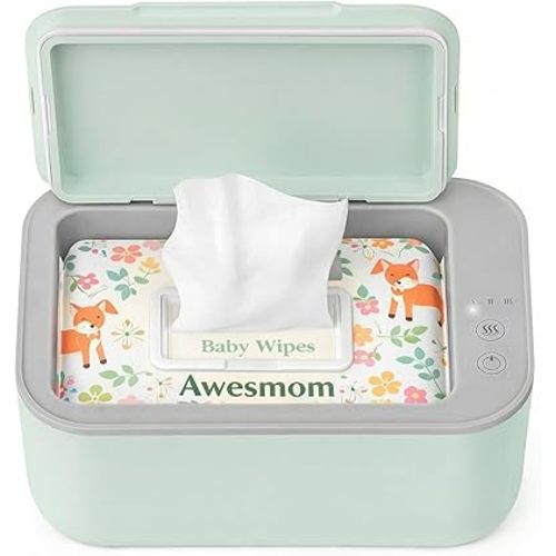 Baby Wipe Warmer, 3-Level Temperature Control, Quiet and Even Heating, Large Capacity for Diaper Changes – Green