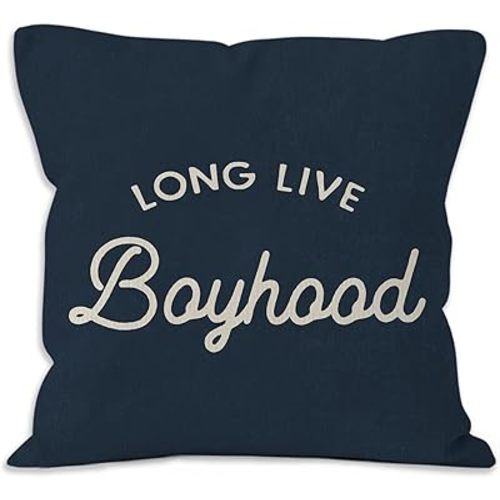 Long Live Boyhood Throw Pillow Covers - Boy Bedroom Room Decor,Vintage Navy Blue Boy Nursery Decorative Pillow Covers for Home Bedroom Couch
