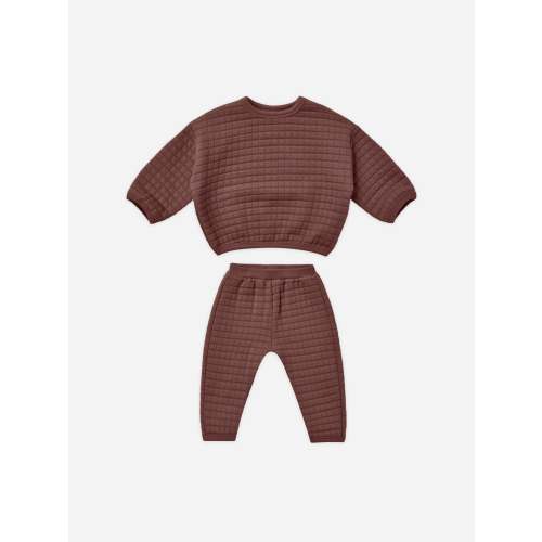 Quilted Sweater + Pant Set || Plum 6-12 mo