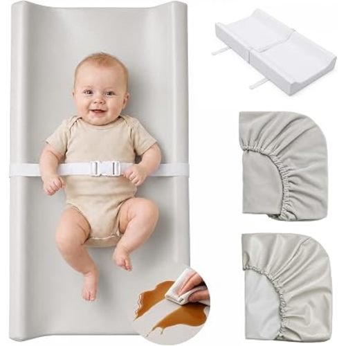 Changing Pad for Dresser with 2 Covers-Waterproof Vegan Leather&Soft Velvet