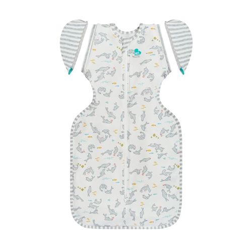 Love to Dream Swaddle Up Transition Swaddle, Patented Zip-Off Wings, Gently Help Baby Transition from Being Swaddled to Arms Free when showing signs of rolling, 1.0 TOG, 13-19 lbs, Grey Seal