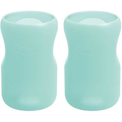 Dr. Brown’s Natural Flow® Options+™ Glass Baby Bottle Sleeves, 100% Silicone, 9 oz, Wide-Neck, Mint (Pack of 2)