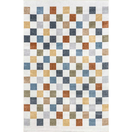 Carina Colorful Checkered Washable Rug | Multicolor