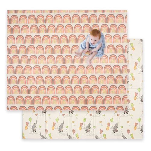 Jumpoff Jo - Waterproof Foam Padded Play Mat For Infants, Babies, Toddlers, Play Pens & Tummy Time, Foldable Activity Mat - Boho Hearts