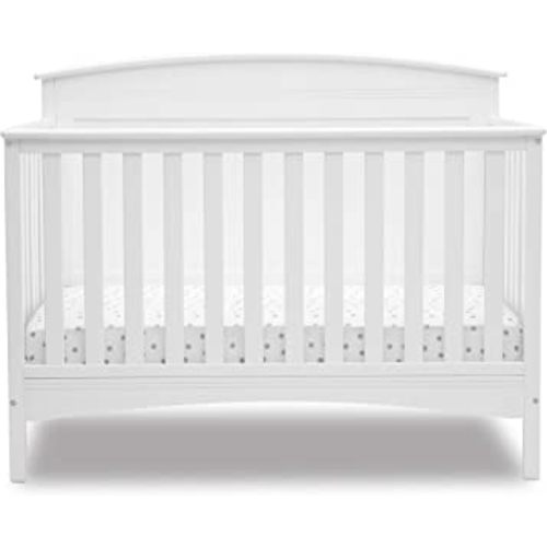 Delta Children Archer Solid Panel 4-in-1 Convertible Baby Crib - Greenguard Gold Certified, Bianca White