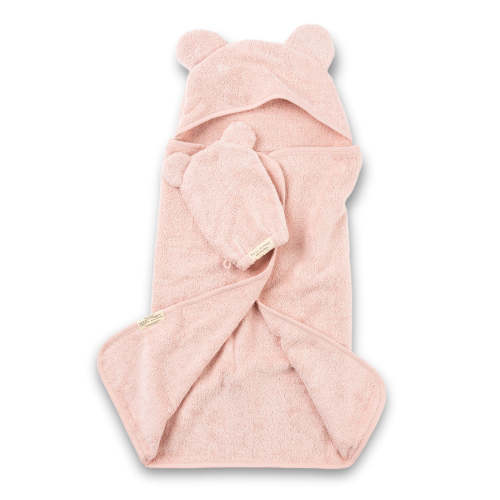 Hooded Towel + Wash Mitt Set, Blush