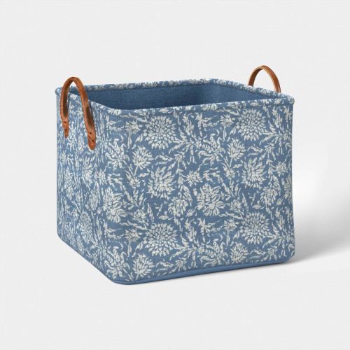 Large Quilted Fabric Bin Blue Floral - Threshold™