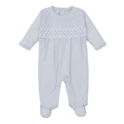 Hand Smocked Footie- Blue