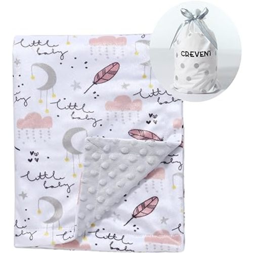 CREVENT Soft Plush Minky Baby Blanket for Girls, for Newborns, Toddlers Bedding Napping - Sweet Dream 30x40 Inches