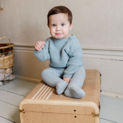 Elys & Co Knit Baby Set - Blue, 3 M