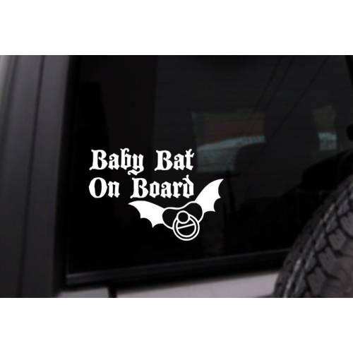 Baby Bat On Board Car Decal, Spooky Sticker, Gothic, Personalized Vinyl Sticker, Custom Color Decal, Gift For Mom