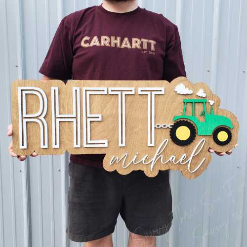Tractor Large Wood Name Sign | Farm Nursery | Little Farmer Decor | Country Wall Art | Barn Themed Baby Shower Gift | Farmhouse Nursery