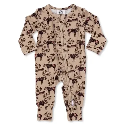 Prairie Rose -Ruffled- Folding Feet Jammies – Cowkid Clothing Company