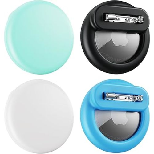 Air Tags-4 Pack Apple Kids Hidden Case, AirTag Tracker Holder with Invisible Pin, Anti Lost, for Elderly, Luggage, Clothing (Black, Sky Blue, White, Mint Green)