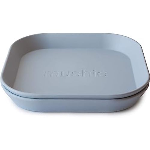 mushie Square Dinnerware Plates for Kids | Made in Denmark, Set of 2 (Cloud)