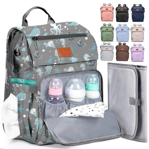 PILLANI Baby Diaper Bag Backpack - Large Bag for Boys & Girls - Diaper Backpack - Travel Diaper Bags with Changing Pad - Baby Registry Search Stuff & Shower Gifts - Newborn Essentials Must Haves Mom