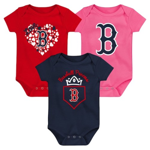Infant Boston Red Sox Fanatics Navy/Red/Pink Three-Pack Home Run Bodysuit Set