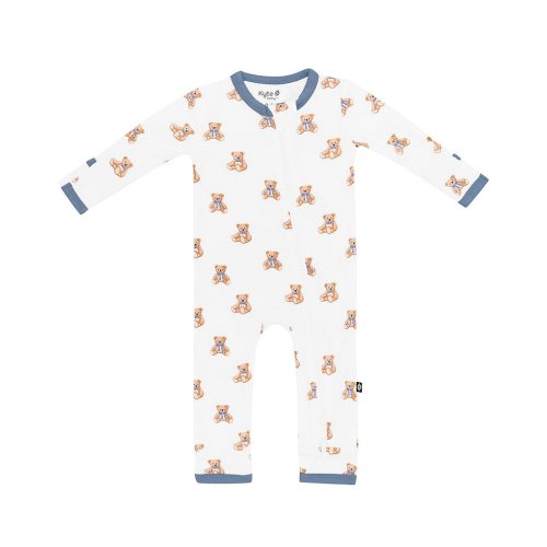 Kyte BABY Baby Boys Bamboo Teddy Bear Print Zip Front Coverall