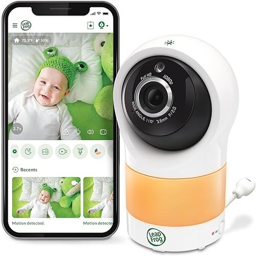 LeapFrog 1080p WiFi Remote Access 360 Degree Pan & Tilt Camera, Video Baby Monitor Night Light, Color Night Vision, LF1911