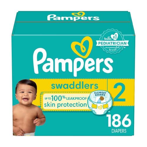 Pampers Baby Diapers - Swaddlers - Size 2, 186 Count, Ultra Absorbent Disposable Infant Diaper