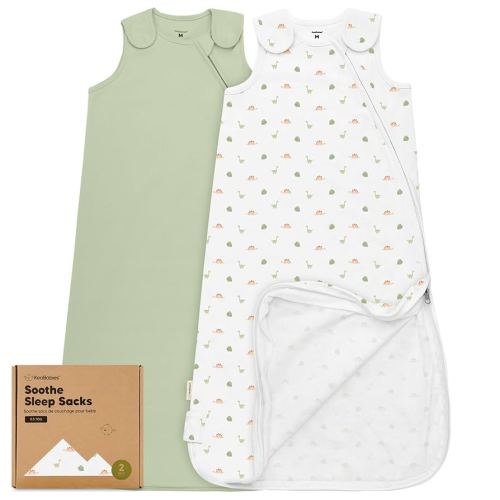 2-Pack Organic Baby Sleep Sacks, 100% Cotton - Soft & Breathable 0.5TOG Baby Wearable Blanket, Toddler Sleeping Sack 6-18 months, Easy to Wear Transitional Swaddles for Newborns, Infants(Roarsome, M)