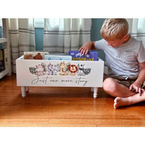 Personalized Children's library box, Safari baby book box, book storage, Safari, baby girl gift, baby boy gift, bookcase, baby shower gift