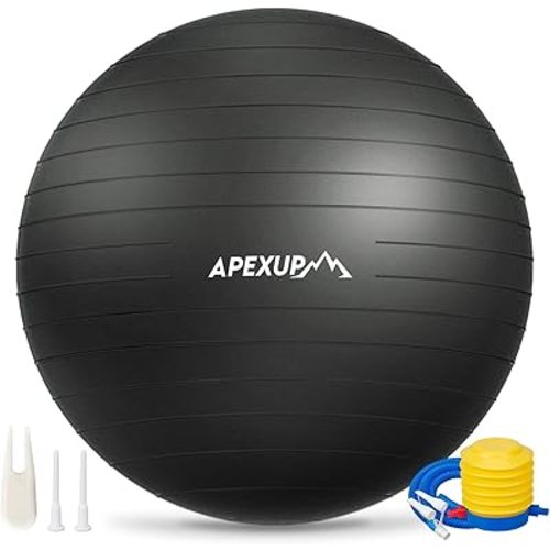 APEXUP Yoga Ball Exercise Ball Anti Slip Heavy Duty for Fitness, Balance & Core Workout, Balance Training, Pregnancy & Physical Therapy, 5 Sizes