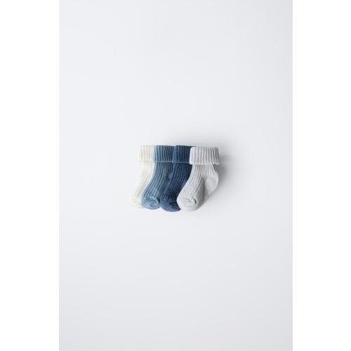FOUR-PACK OF COLOR SOCKS - Blue marl 1-6M