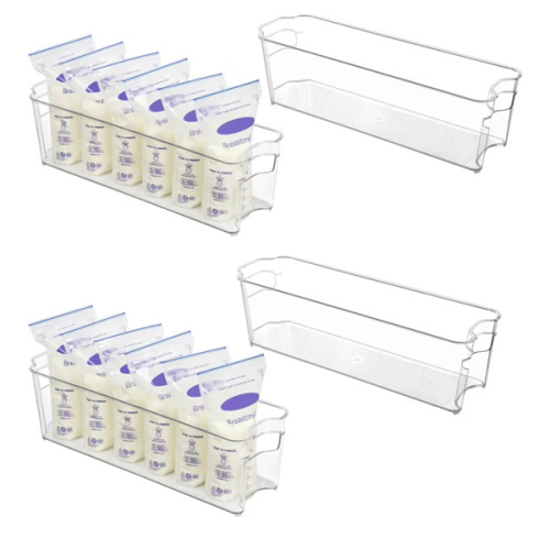 Amazon.com: Vtopmart Breastmilk Storage Container 4PCS Set, Clear Freezer and Fridge Organizer Bins, Plastic Storage Bins for Breast Milk, Baby Pouches, Formula, Bottles and Yogurts, 4.3’’ Width, 14.7" Long : Baby