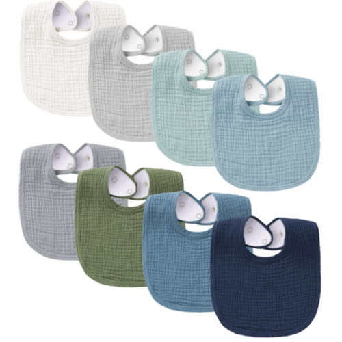 Konssy Muslin Baby Bibs 8 Pack Baby Bandana Drool Bibs Cotton for Unisex Boys and Girls, Soft Absorbent Set for Teething and Drooling
