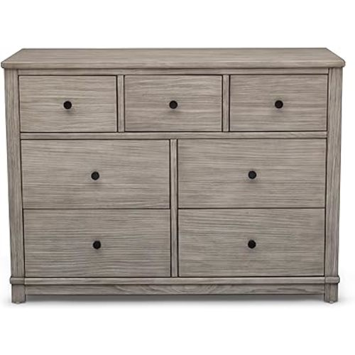 Simmons Kids Monterey 7 Drawer Dresser with Interlocking Drawers, Rustic White