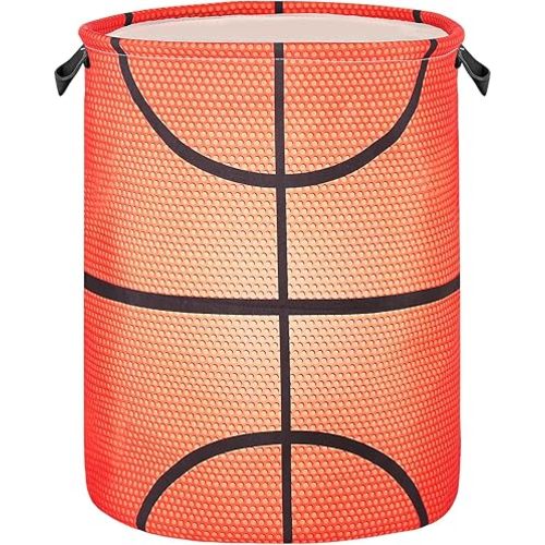 Basketball Laundry Basket for Boys Room Decor, Ball Gift Kids Nursery Hamper for Bathroom Bedroom, Teens Baby Clothes Storage Bag Foldable Toy Bin,19.67"x15.74"