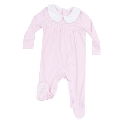 Stripe Pink Peter Pan Collar Footie