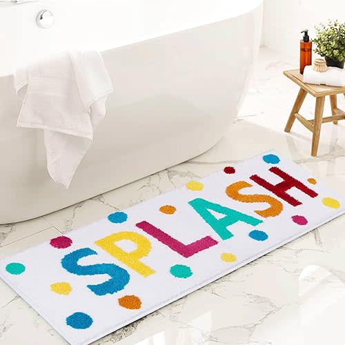 Bathroom Rugs 47x18,Soft, Absorbent & Non Slip Bath Rugs, Machine Washable with Colorful Letter Designs Bath Mats for Bathroom,Tub,Shower or Sink
