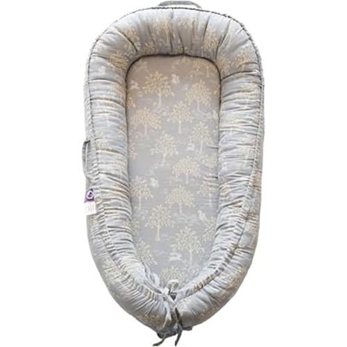 Infant Lounger, Baby Nest Cover for Baby Girls & Boys, Newborn Essentials for Baby 0-12 Months, 100% Cotton Breathable, Portable Travel Bed (Utopia_Muslin)