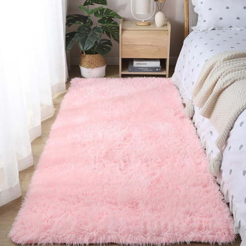 Rugs for Bedroom, Pink Rug, Fluffy Shaggy Soft Area Rug, Gray Non-Slip Indoor Floor Carpet for Living Room, Kids Baby Teen Dorm Home Decor Aesthetic, Nursery(63"x23.6")