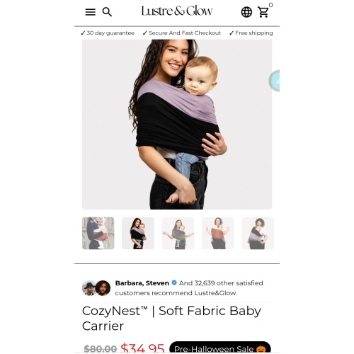 CozyNest™ | Soft Fabric Baby Carrier – Lustre&Glow