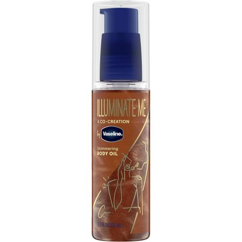 Vaseline Illuminate Me Shimmering Body Oil Created for Melanin Rich Skin, Illuminates Skin with Finishing Touch of Shimmer for Glowing Skin 3.3 oz