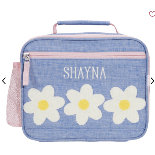 Mackenzie Blue Daisies Chenille Lunch Boxes