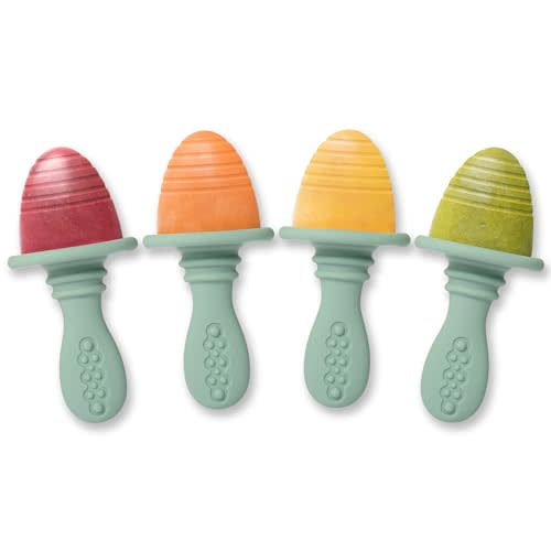 PrimaStella Silicone Petite Pops - Baby Popsicle Mold - BPA Free - Dishwasher Safe - 4 months+ (Sage Green Teether Pops)