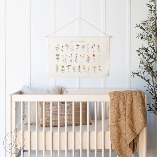 Wildflower Chart | Dowel Rod Canvas | Girl Nursery Decor | Botanical Art | Floral Nursery Art