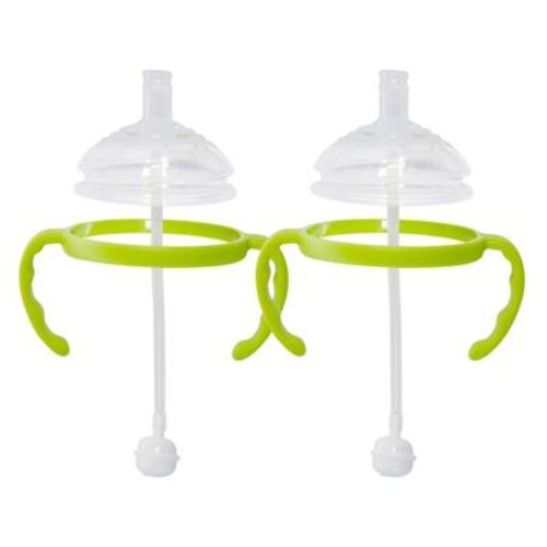 Botabee Straw Transition Cup Kit for Comotomo Baby Bottles fits 5oz & 8oz Bottles, 2 Pack, Green