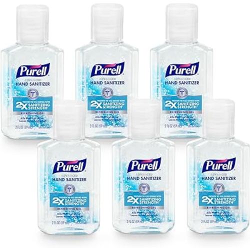 Purell Advanced Hand Sanitizer Refreshing Gel, Clean Scent, 2 fl oz Travel Size Flip Cap Bottle (Pack of 6) – 3155-04-EC