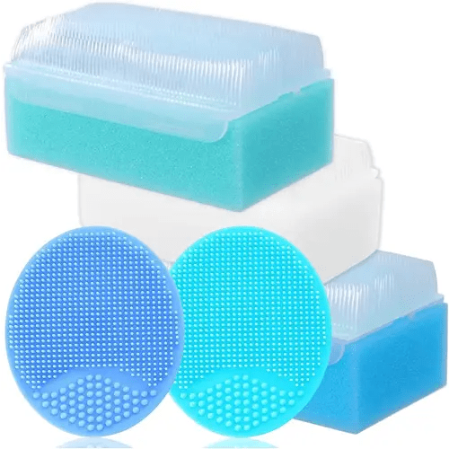 Cradle Cap Brush for Babies - Baby Sponge for Bathing Newborn Bath Essentials | Baby Brush and Comb Set Newborn - Cradle Cap Treatment | Baby Bath Sponges for Newborns (5-Pack)