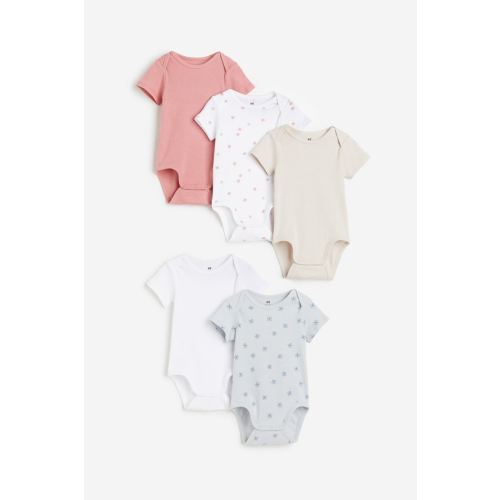 5-pack Cotton Bodysuits, Dusty pink/floral