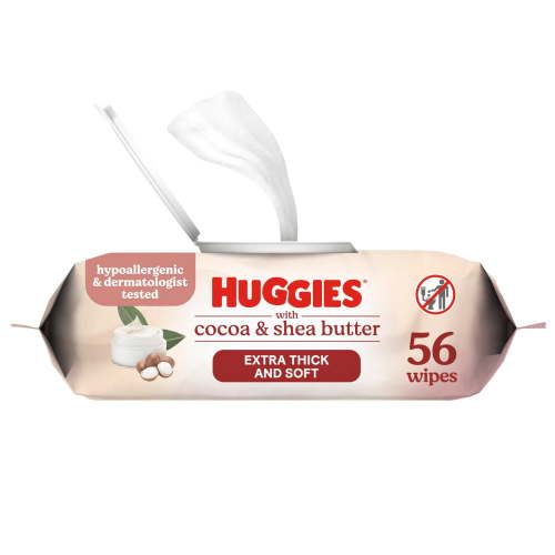 Huggies Sensitive Skincare Baby Wipes with Cocoa & Shea Butter, 1 Flip-Top Pack (56 Wipes)